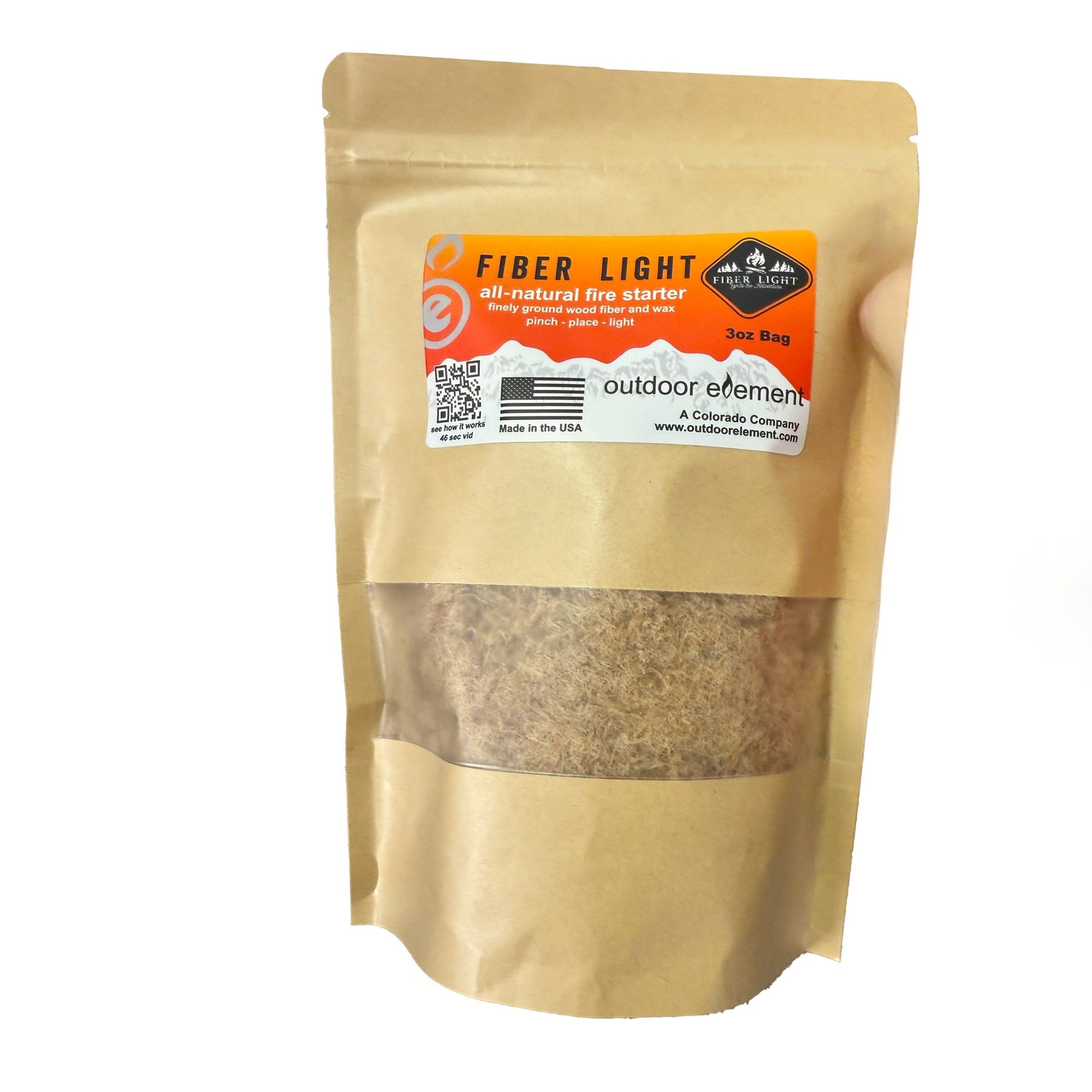 fiber light bag - all-natural fire starter by outdoor element