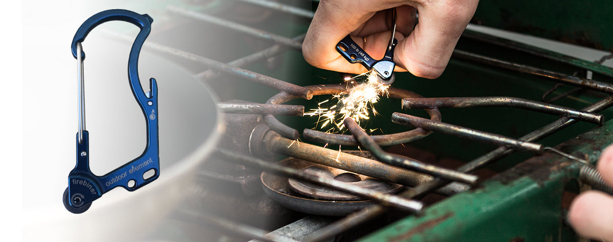 firebiner by outdoor element is the fire-starting carabiner multi-tool