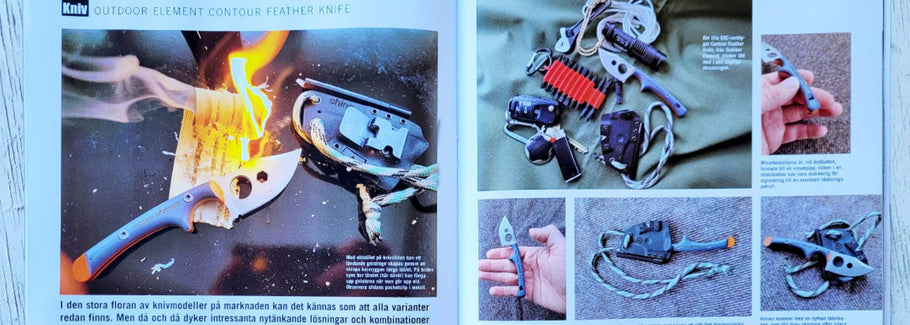Outdoor Element's Contour Feather Knife gets 3pg write up in Swedish Magazine VapenTidningen
