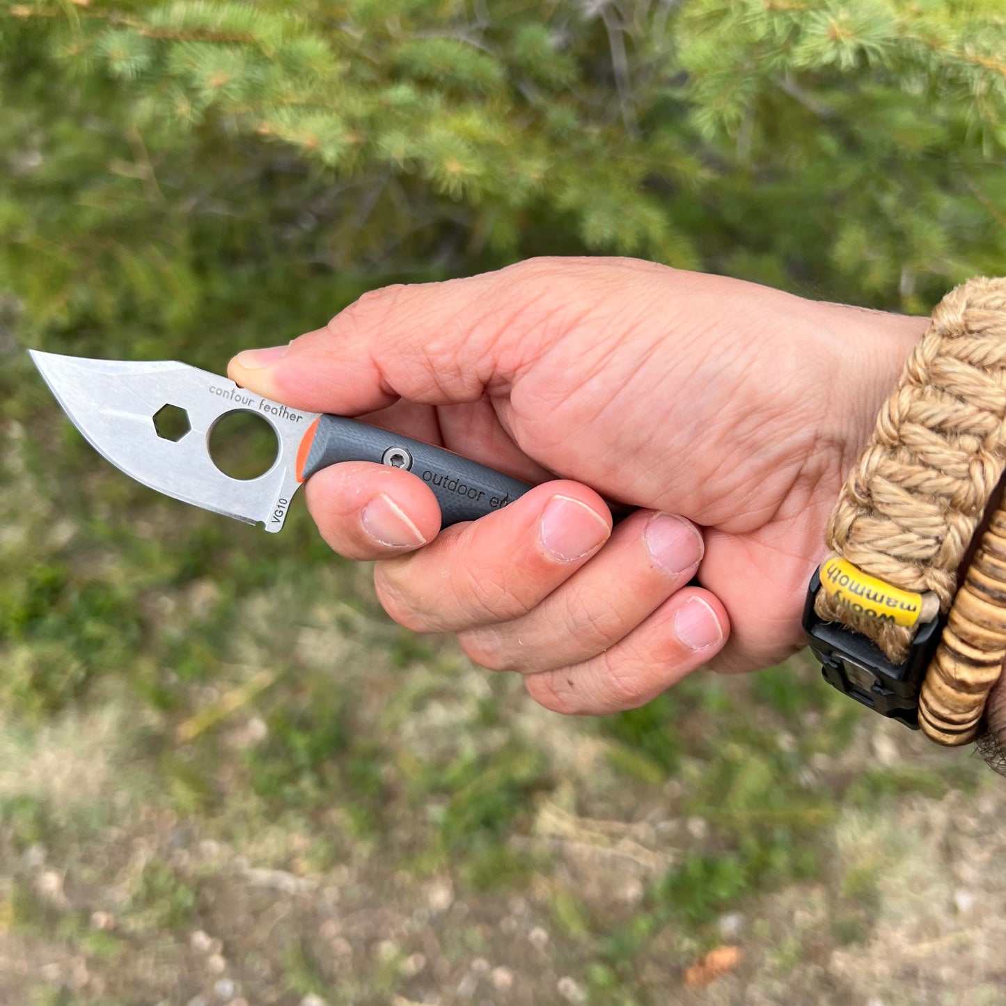 Contour Feather Survival Adventure Blade by Outdoor Element offers secure grip with ergonomic handle and jimping on the spine