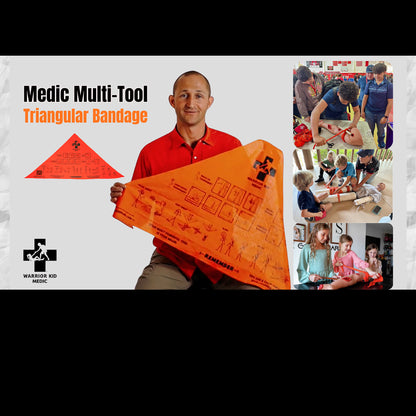 Warrior Kid Medic Triangular Bandage demo of sizes and examples of use