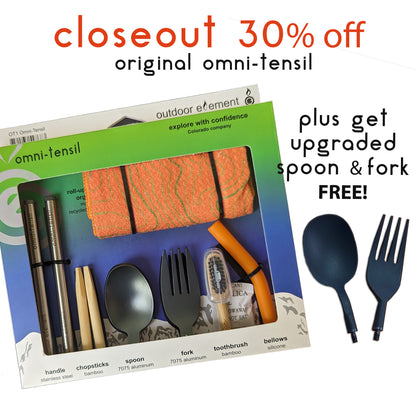 closeout 30% off original omni-tensil, plus get upgraded spoon & fork FREE!