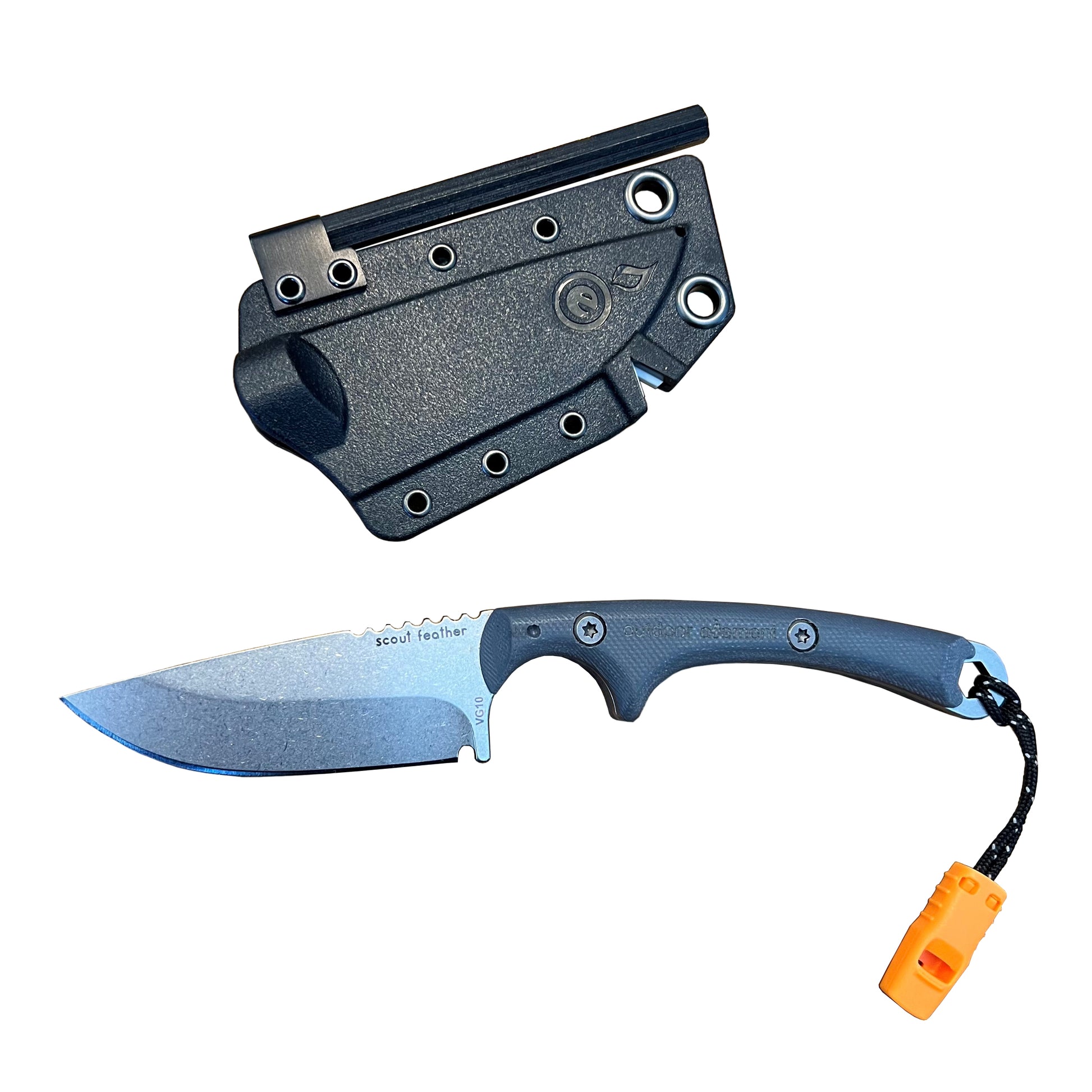 Scout Feather Adventure and Survival Knife by outdoor element -the ultimate sharp and strong knife,  fire-starter, emergency whistle, and knife sharpener all-in-one you need