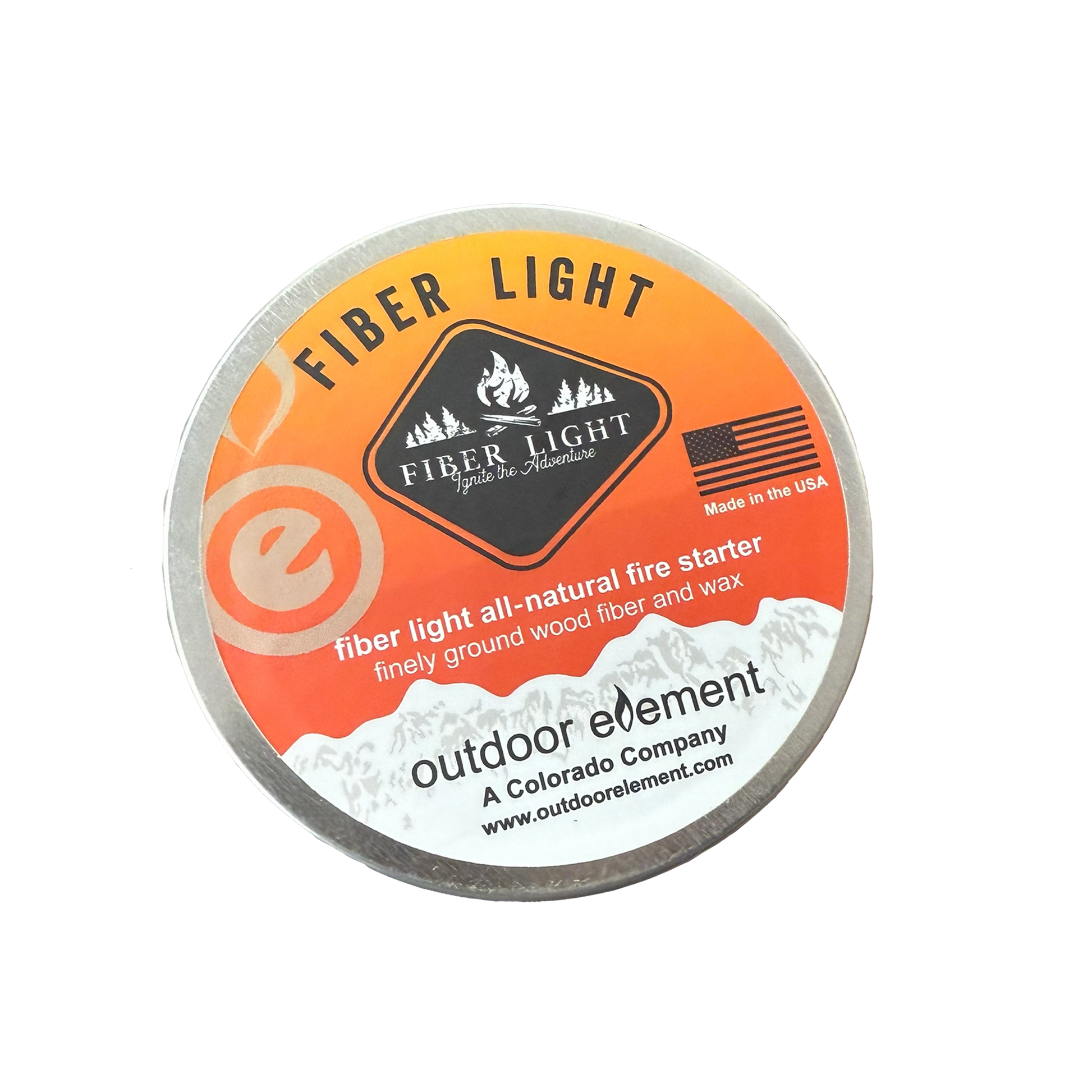 fiber light round tin, fire starter by outdoor element