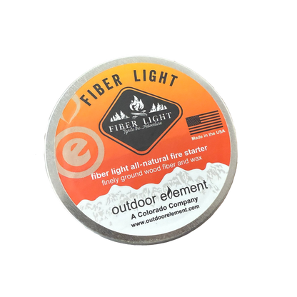 fiber light round tin, fire starter by outdoor element