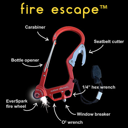 Red Fire Escape Multitool Carabiner features list