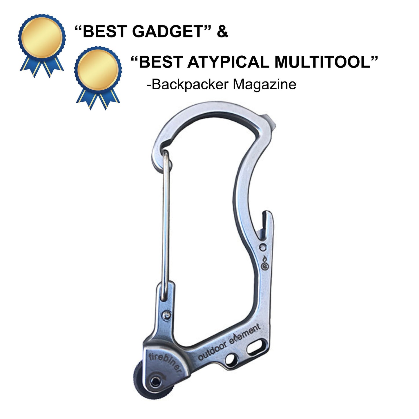 Firebiner Silver Color Survival Multitool Carabiner fire starter