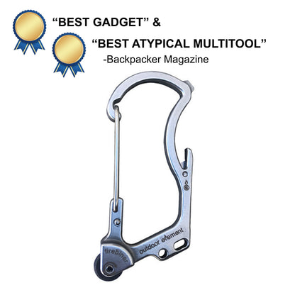 Firebiner Silver Color Survival Multitool Carabiner fire starter