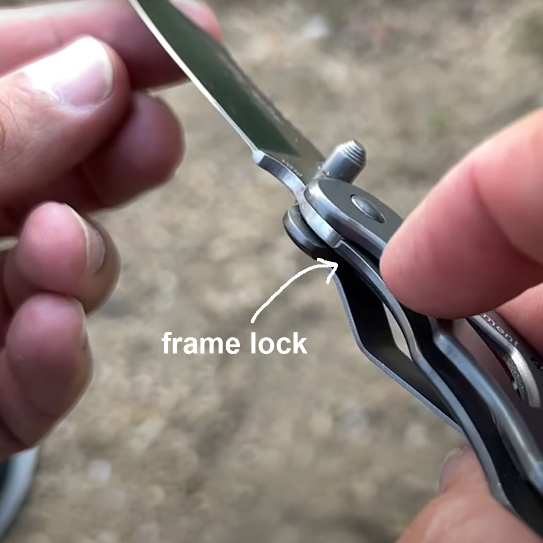 frame lock used for safety in the folding feather knife