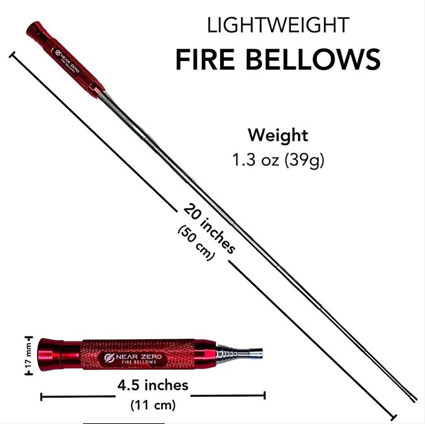 dimensions of red pocket fire bellows