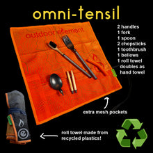 Load image into Gallery viewer, omni-tensil is the all-in-one utensil set you need for eating away from home. Ideal for camping, overlanding, rv&#39;ing and more. 
