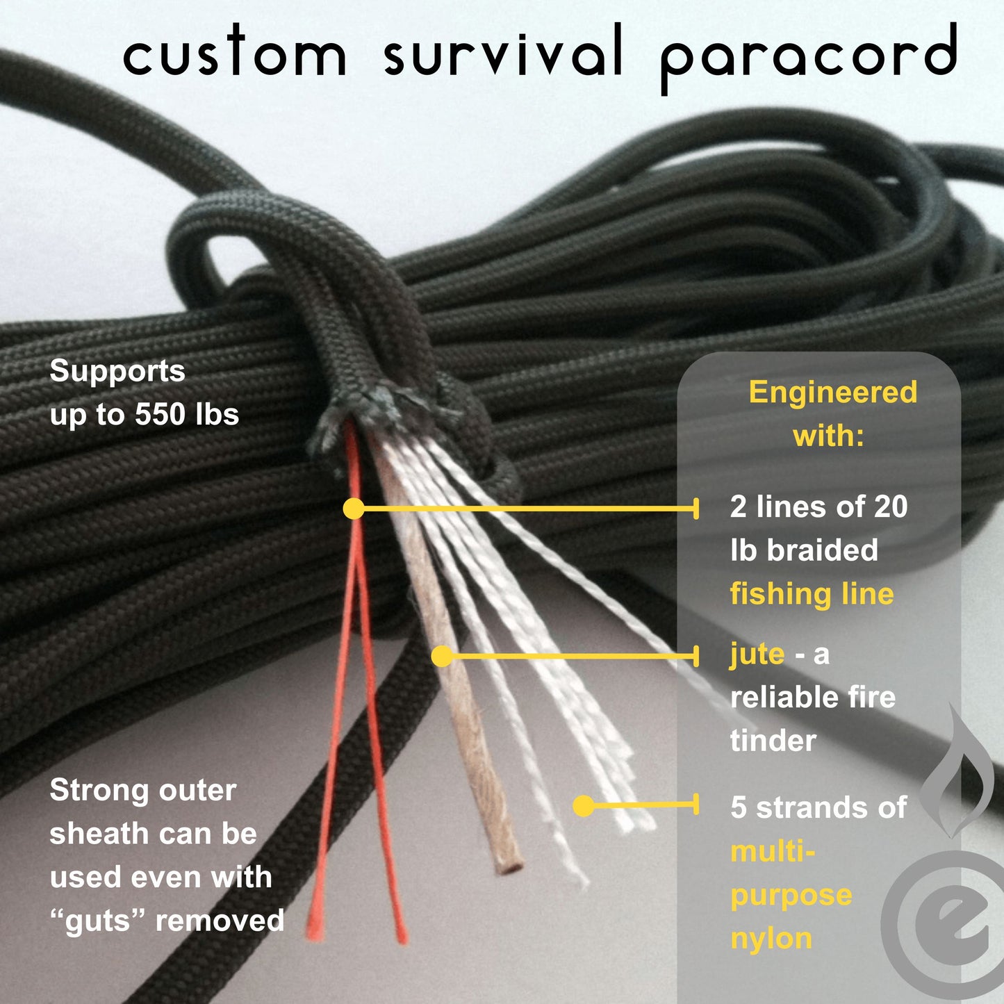 Custom Survival Paracord 12'
