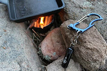 Load image into Gallery viewer, Blue firebiner with black Outdoor Element clipped to hang slot
