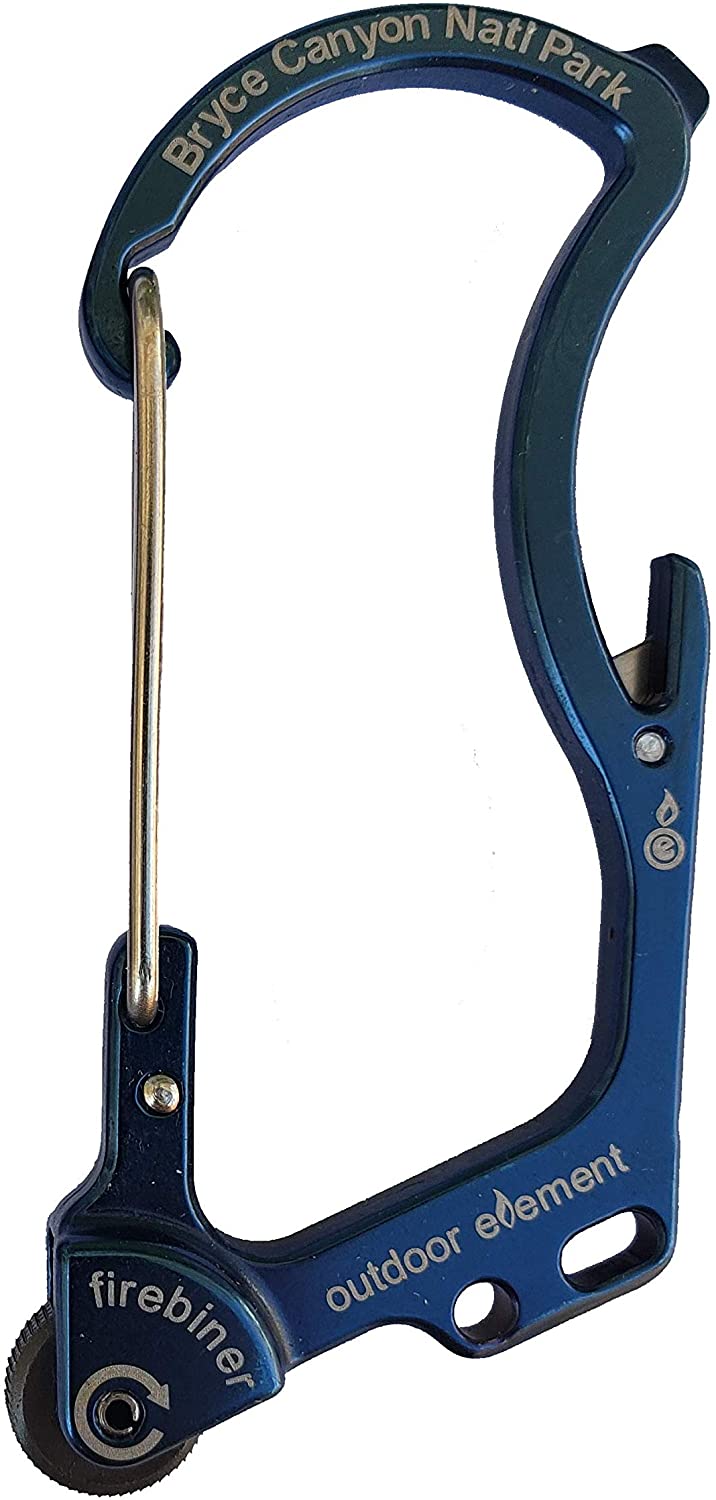 Firebiner Bryce Canyon Edition Blue Survival Multitool Carabiner fire starter