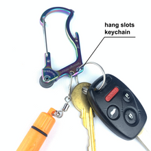 Load image into Gallery viewer, Firebiner Multitool Carabiner fire starter hang slots with keys
