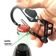 Load image into Gallery viewer, Fire Escape Multitool Carabiner showing bottle opener feature
