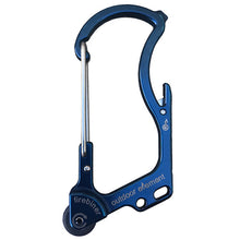 Load image into Gallery viewer, Firebiner Blue Color Survival Multitool Carabiner fire starter

