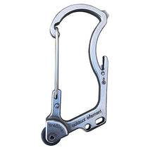Load image into Gallery viewer, Firebiner Silver Color Survival Multitool Carabiner fire starter
