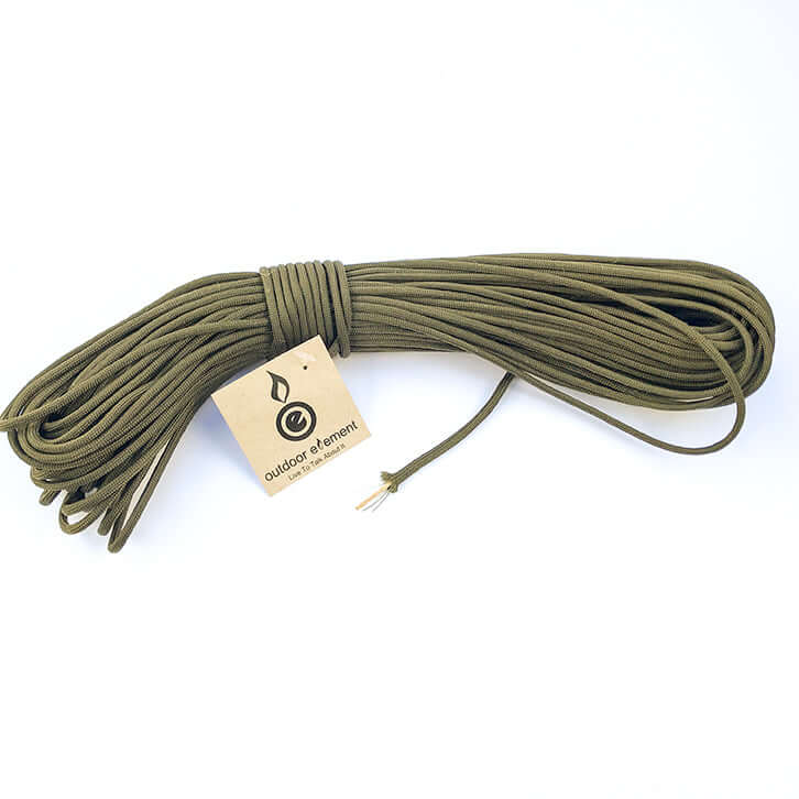 survival cord with fishing line and jute od green